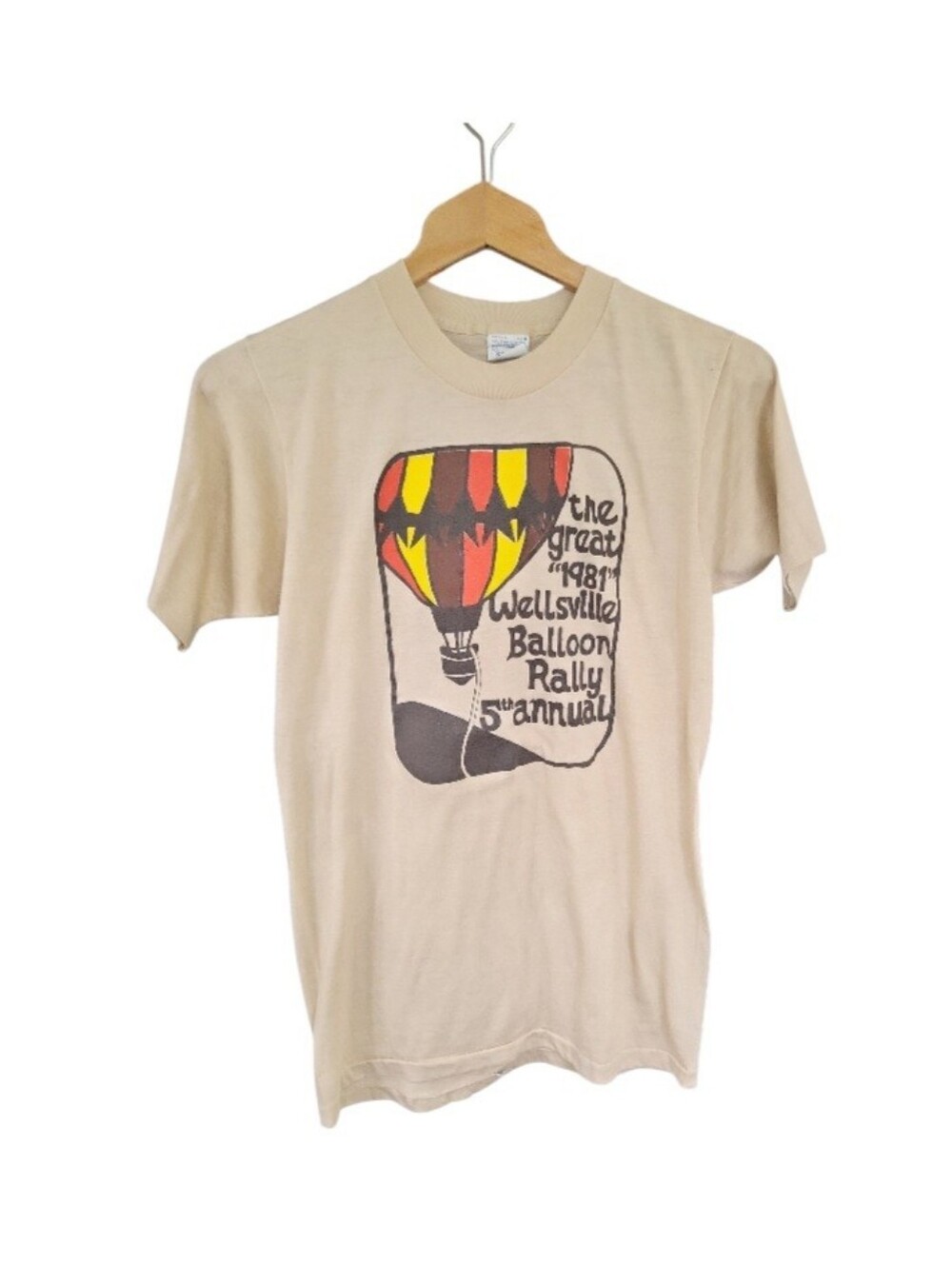 Vintage 1981 Wellsville NY Balloon Rally T- Shirt XS Retro Collectible